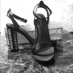 Black Dressy Ankle Strap Shoes by Shi